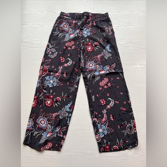 LOFT Pants - LOFT Black and Red Casual Bottoms with Floral Print